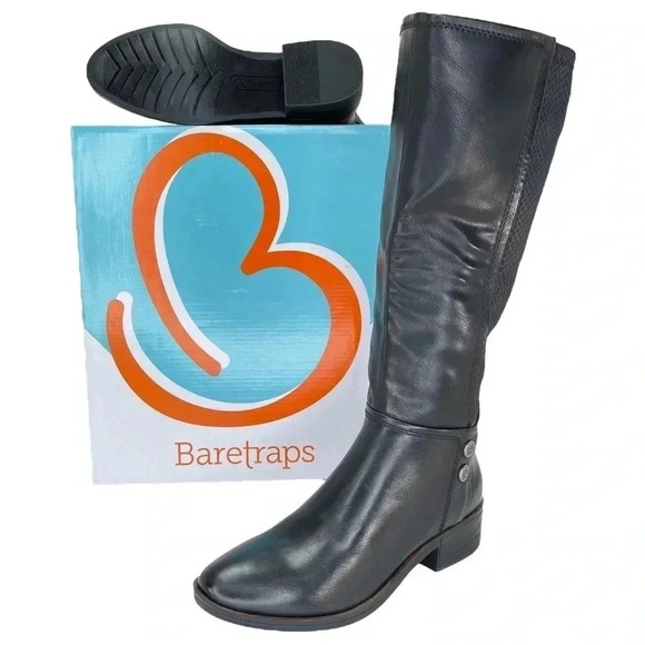 Baretraps Madelyn Black Faux Leather Mid Calf Womens Boots Size 5.5M - Picture 9 of 9